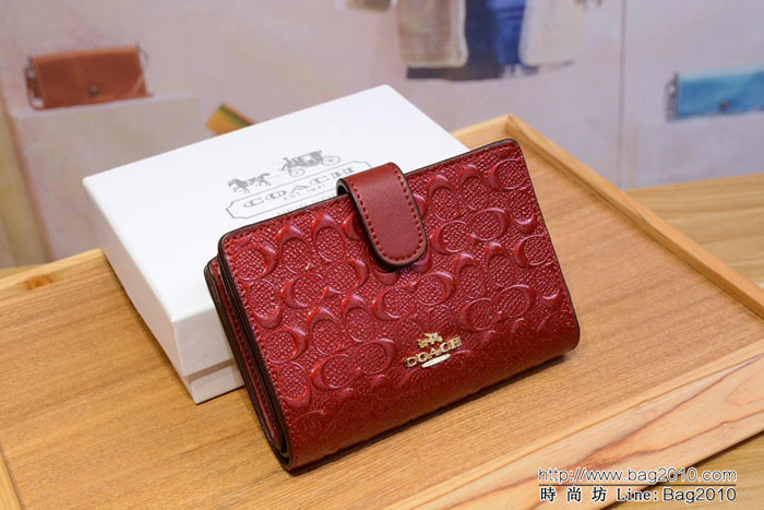 COACH蔻馳 新款壓花 53436 女士中款全皮錢包  Chz1311